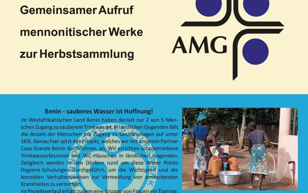 Dankopfer 2021 – Gemeinsamer Aufruf mennonitischer Werke zur Herbstsammlung.